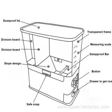 Plastic Automatic Rice Dispenser Storage Box for Kitchen